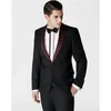 Mäns kostymer av hög kvalitet anpassade svarta sjal lapel herrdräkt bröllop tuxedo modejacka middag 2 stycken (kappbyxor bow slips)