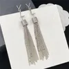 2023-Luxury Chain Stud Earrings Letter Tassel Pendant Studs Jewelry Designer för kvinnor Silver Gold Hoop Earring With Box