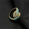 Bröllopsringar Senaste ringdesigner för flickor Oil Boho Öppna kvinnor Lyxig guldfärg justerbar zirkon orm smycken