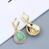 Ketting oorbellen set sunspicems Arabische bruids bruid bruiloft sieraden mint groen kristal vrouwen oorr earring morokko caftan bijoux 18k gouden kleur cadeau