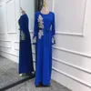 Etniska kläder Abaya broderade muslimska långa klänningar Kvinnor Pärlor Kaftan Abayas Robe Femme Musulmane Dubai Hijab Vestido Islamiska Abayat 230317