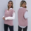 Damesvesten Casual roze paarse v-hals gebreide vest voor vrouwen herfst 2023 gebreide pullover gedraaid mouwloos vest jas