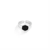 Anneaux De Bande Simple Mode Rétro Hexagonal Noir Brillant Anneau Conception Sens Hommes Ouverture Réglable Anneau En Métal Anniversaire Cadeau Bijoux G230317