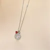 Cherry Heart Love Pendant Necklaces Letter Circle Ring Necklaces Lady Full Diamonds Dedicate Gift Jewelry