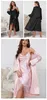 Damen-Nachtwäsche, sexy Pyjama, zweiteiliges Set für Damen, Frühling und Sommer, Seidenband, Nachtkleid mit Roben, einfaches Leibchen für Frauen