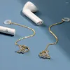 Kolczyki Dangle Women Cyrcon utwardzony motyl Kształt miedziany długi łańcuch kropli mankiet kolczyki bezprzewodowe słuchawki zagubione na słuchawki Airpods