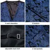 Men's Vests Hi-Tie 20 Color Silk Tie Business Formal Dress Slim Sleeveless Jacket 4PC Hanky Cufflink Blue Paisley Suit Waistcoat 230331