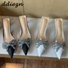 Women Pumps Thin High Heels Sandals New 2023 Rhinestones Butterfly Knot Fashion Ladies Footwear Luxury Shoes Female Slides 0316