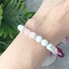 Länk armband mg0944 naturliga vita howlite flickor armband hjärta chakra älskar lycklig läkning roskart z dainty yoga mala