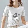 T-shirts pour femmes T-shirt Femme Casual Mignon Chiot Heureux Motif Impression Auto-culture All-match Banlieusard O-cou Confortable Doux Blanc