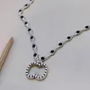 Black White Color Pendant Necklaces Women Plates Ornament Chain Necklaces Double Letter Geometry Jewelry