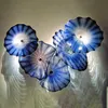 Moderne Glaswandleuchten Esslampen Blaue Wandplatten Wandleuchte Regal Treppe Nordic Murano Glass Blumen Kunst für Wohnzimmer 30 bis 35 cm