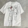 メンズTシャツ2022春と夏の新しい漫画ヘッド刺繍ホワイトドラゴンルーズラウンドネックカップル短袖T230317