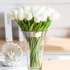 Fleurs décoratives 10/20 pièces tulipes artificielles cadeau de saint valentin Bouquet blanc pour mariage décor à la maison anniversaire fête de pâques fausse fleur