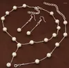 Ketting oorbellen set mode gesimuleerde parel sieraden voor vrouwen meisje bruiloft statement armband feest sieraden geschenken