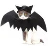 Trajes de gato fantasia de cão de pet halloween asas de morcego preto