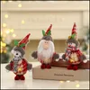 Christmas Decorations Tree Pendant Plush Hanging Ornaments Santa Reindeer Snowman Doll With Bells Party Xbjk2209 Drop Delivery Home Dhyj9
