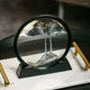 Dekorativa figurer 3D Moving Sand Art Picture Round Hourglass Mountain Sandscape Motion Display Flödande målning Hem Desk Decor Lamp