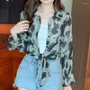 Women's Blouses Summer Women Chiffon Shawl Vintage Gedrukt Gedrukt Gemilde Dunne Cape Long Flare Sleevard Leopard Shirts