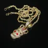 Nya stilar Crown Shaped Skull Pendant banad 5A kubisk zirkon med guldpläterad hänghalsband för kvinnor män hiphop halsband smycken grossist