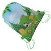 Gift Wrap Jungle tem tema da festa dos presentes de sacos de sacos de safári verde, embalando mochila não tecida ST 34x27cm