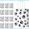Bolsas de embalagem Puppy Dog Paw Print Treat With Paper Twist Handles para Pet Party Favor Doup Delivery Office School Business Industrial