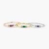 Novos anéis de banda Thin Dainty empilhando para mulheres elegantes mini 3 colorido de cristal zircão minúscula eternidade anel de jóias de moda kcr065 g230317