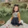 Kids Shirts Autumn Baby Girls Corduroy Shirts Korean Style Lace Collar Toddlers Children Cute Blouses 230317