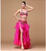 Stage Wear 2023 Femmes Dancewear Professionnel 3pcs Outfit Plus La Taille Coupe C / D Soutien-Gorge Ceinture Jupe Longue Oriental Perlé Costume De Danse Du Ventre