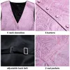 Men's Vests Hi-Tie Suit Pink 100% Silk For Wedding Peach High Quality Coral Waistcoat for Men Pocket Hanky Cufflinks Set 230317