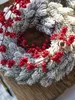 Flores decorativas Decoração de Natal Flocking Rattan Spruce Garland Snow Spray Simulation Circle Wreath Christma Parti Decor