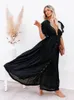 Casual Dresses Summer Beach Maxi Dress Women Boho Long Bikini Cover Up Dresses High midje Casual V-ringning Sexiga vita klänningar Vestidos de Mujer 230316