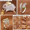 Wedding Rings Shiny Luxury Animal Ring /Pig/Dragon/Horse/Monkey/Snake/Sheep/Tiger/Dog/Rat Crystal For Women Girl Gift BijouxWedding WeddingW