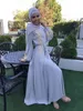Etniska kläder Abaya broderade muslimska långa klänningar Kvinnor Pärlor Kaftan Abayas Robe Femme Musulmane Dubai Hijab Vestido Islamiska Abayat 230317