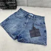 Short en jean pour femmes Designer lettre Badge pantalon mode taille haute femme pantalon court Hiphop Streetwear