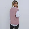 Damesvesten Casual roze paarse v-hals gebreide vest voor vrouwen herfst 2023 gebreide pullover gedraaid mouwloos vest jas