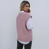 Damenwesten Lässige rosa lila V-Ausschnitt Strickweste für Frauen Herbst 2023 Strickpullover Twisted ärmellose Weste Jacke