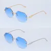 Metal Rimless Sunglasses for Women Designer Diamond Cut Fashion Sun Glasses Protection Outdoor Design Sunglass Large Square Size 58-18-135MM