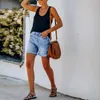 Shorts femminile estate più dimensioni denim in stile indie donna casual elastico elastico gamba larga ad alta gamba dritta jeans streetwear 230317