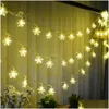 2016 Led Strings 10M 70Led Luci natalizie Lampada a fiocco di neve Ac 220V Illuminazione natalizia per esterni / Decorazione per feste nuziali Corda per tende D Dhwll