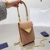 Catene Borse a tracolla Borsa per cellulare Borsa con patta Borsa a mano Mini Borsa a tracolla Manico in pelle Borsa a tracolla da donna Lettere di moda Triangolo Hardware Cinturino staccabile