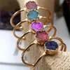 Bracelet en gros 6 pc/lot Agates naturelles Druzys cristal améthystes bleu Bracelet ouvert Joker jeunes filles Style placage doré