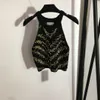 23SS Nowe kobiety projektantki T -koszule Krzyki Seksowna kamizelka z koralikami w paski żeńskie topy z uprawy luksusowy luksusowy marka bez rękawów pullover jumper jumper