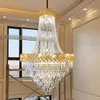 Crystal Staircase Light Luxury Long Chandelier Rotating Hollow Living Room Light Customized Villa Duplex Hotel Lobby