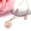 Kettingen 585 Paars Goud Ronde Vintage Le Word Leaf Chain Hanger Ketting 14K Rose Chinese Stijl Party Sieraden voor Vrouwen Gift