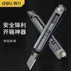 Deli Retractable Snap Off 18mm 9mm Wide Blade Utility Knife Box Cutter Art Auto Lock Carbon Steel Sharp Cutting Carton