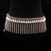 Scene Wear Women Belly Dance Accessories Pearls Midjebälte för kedja smycken Body Gold Fringes Hip Belts