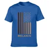 القمصان thirts Men Melanin USA Flag قميص شهير على طراز الصيف على حجم S-5XL الأزياء الأساسية الطباعة الصلبة فريدة من نوعها