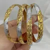 Bangle 4st/Lot Dubai Two-Tone 24k Gold Color Bangles For Women Men Etiopiska armband Afrikanska smycken Saudi Arabiska bröllop Bride Gift