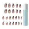 False Nails 1 Set Fashion Plastic Short Manicure Tips Easy Removal Autumn Winter Bright Faux Diamond Artificial Nail Extending